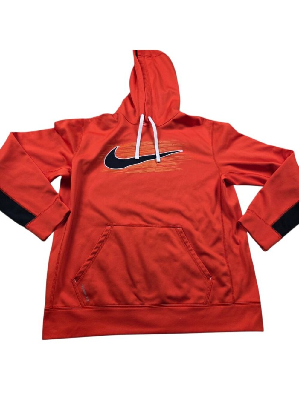 Nike Hoodie Men's Large Orange Therma Fit Pullover Sweatshirt Graphic - Picture 1 of 7